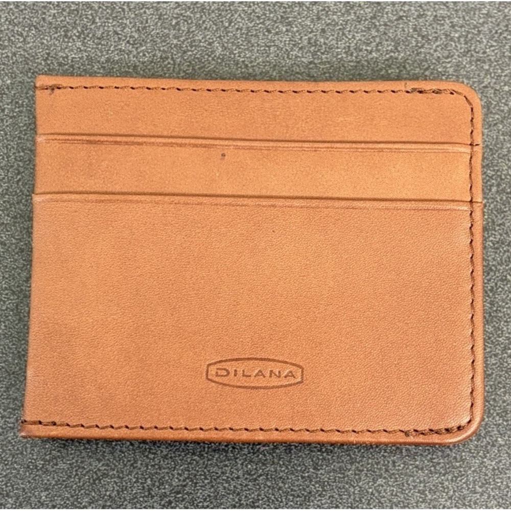 Dilana Brown Leather Money Clip Credit Card Wallet